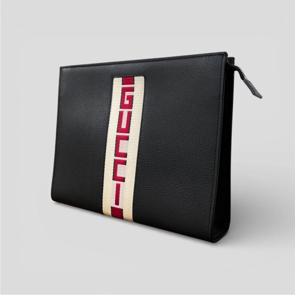 Gucci Black Toiletry Bag with Red and White Stripe - Picture 4 of 16